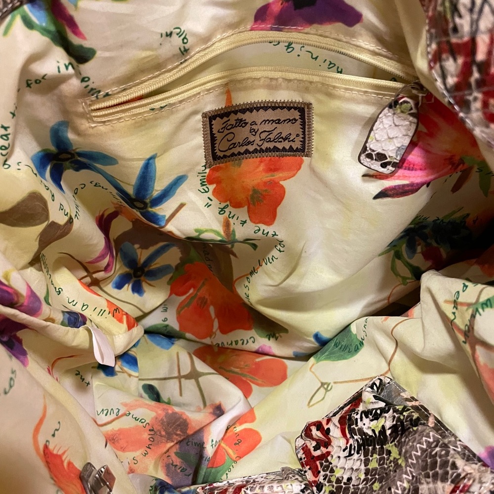 Carlos Falchi Fatto A Mano Graffiti Tote Bag - Picture 3 of 10